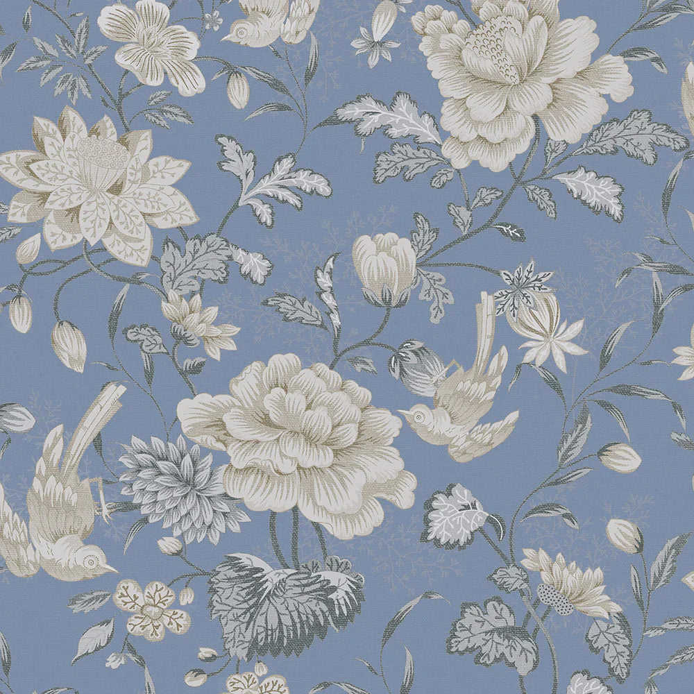 Serenity Wallpaper - Bluebell & Vintage Cream - Lucie Annabel