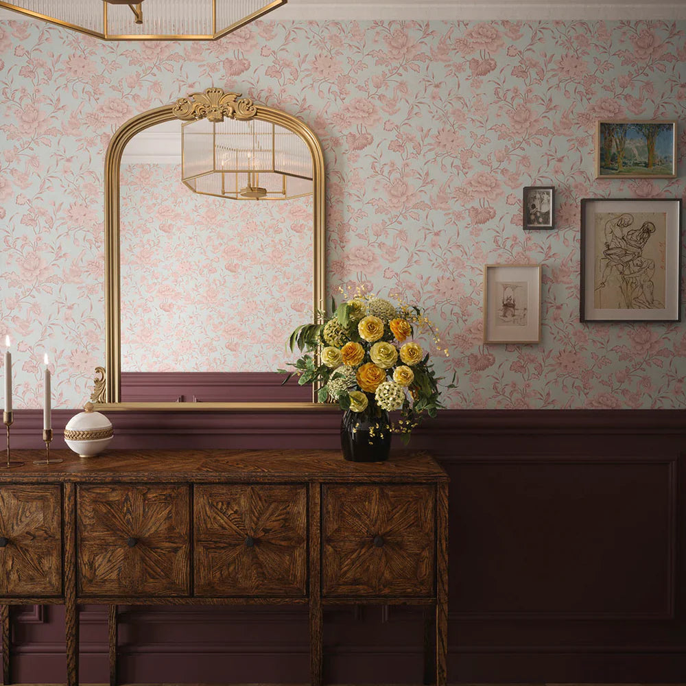 Serenity Wallpaper - Duck Egg & Sweet Pink - Lucie Annabel