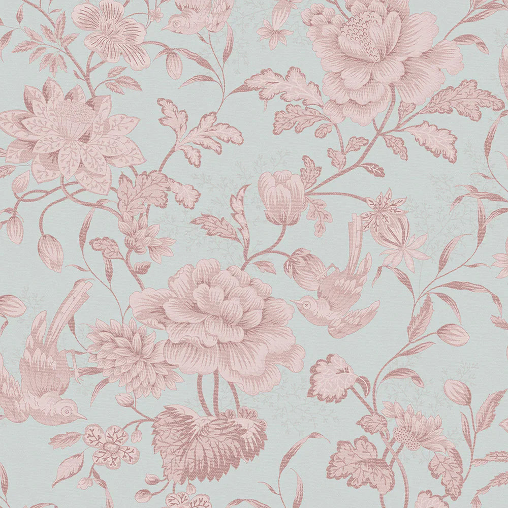 Serenity Wallpaper - Duck Egg & Sweet Pink - Lucie Annabel