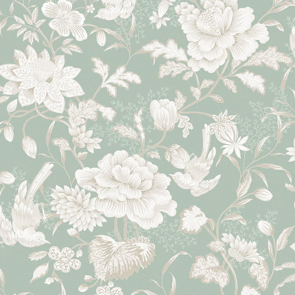 Serenity Wallpaper - Mint Sorbet & Vintage Cream - Lucie Annabel