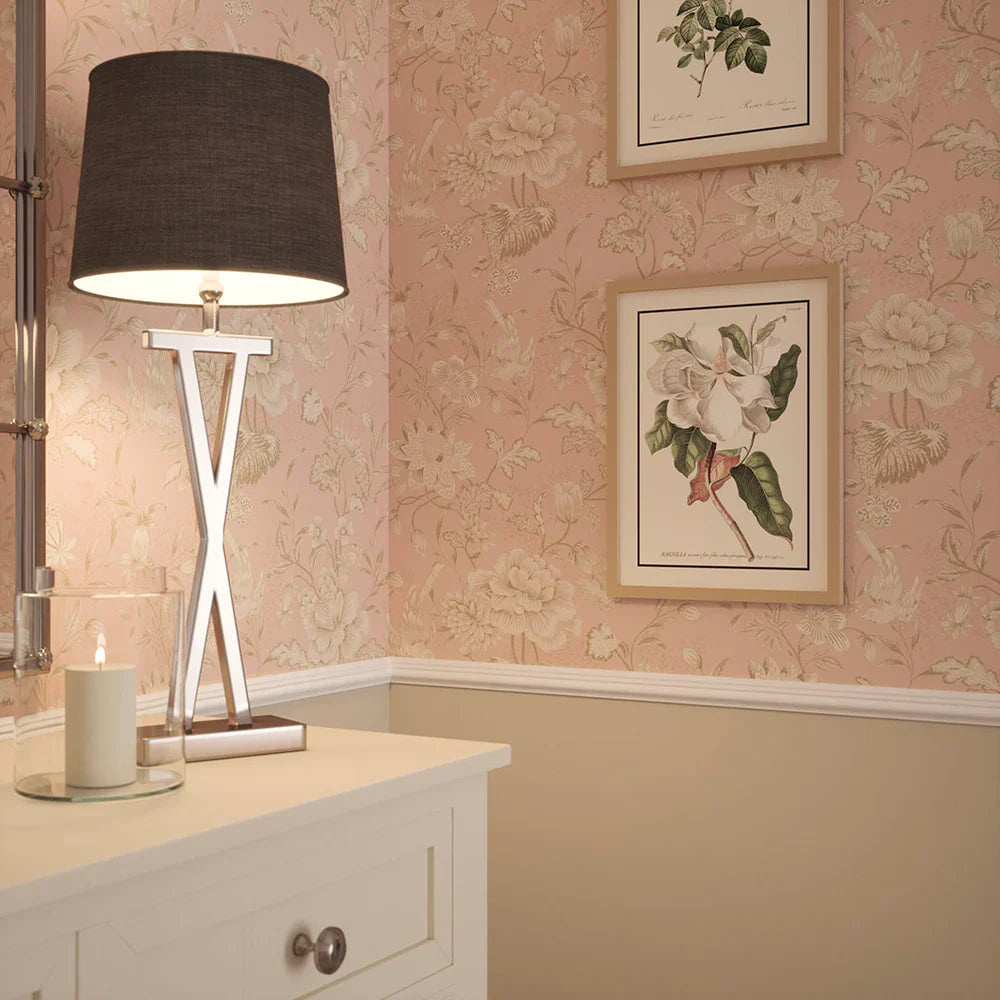 Serenity Wallpaper - Pink Parfait & Vintage Cream - Lucie Annabel