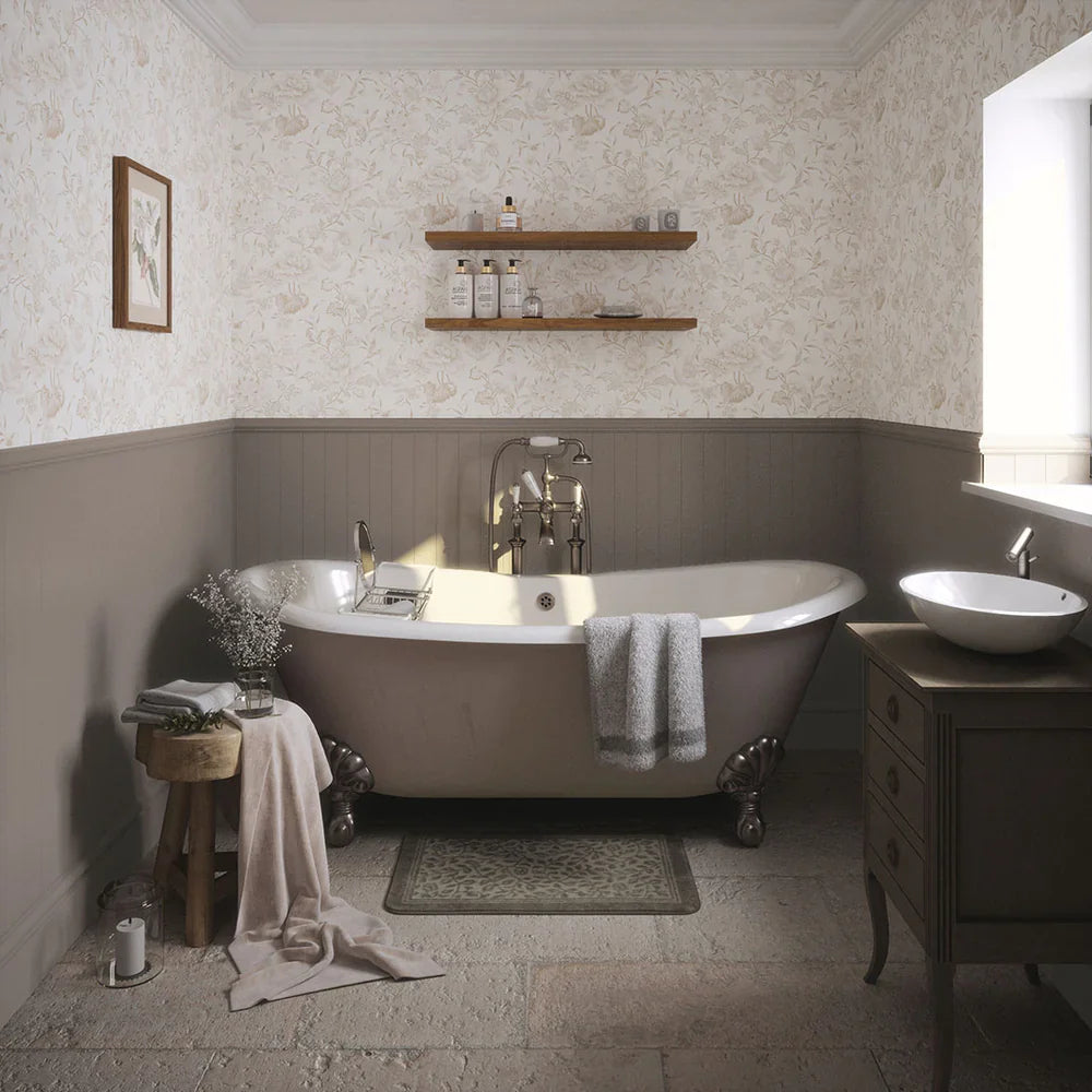 Serenity Wallpaper - Soft Truffle & Vintage Cream - Lucie Annabel