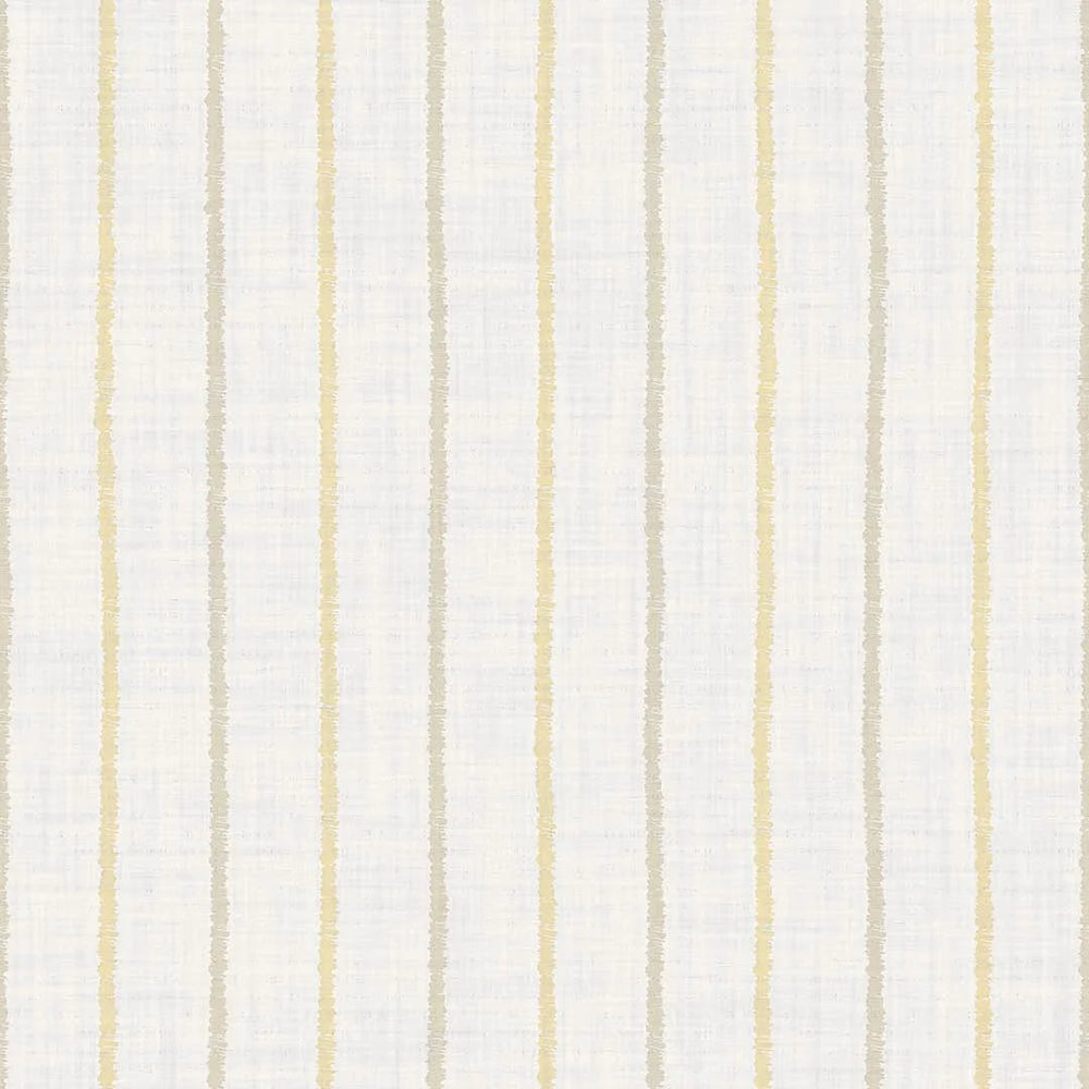 Shoreline Stripes Wallpaper - Lemon Meringue & Gold on Pearl White - Lucie Annabel