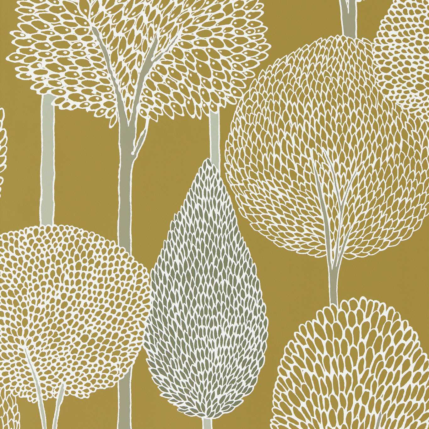 Silhouette Wallpaper - Ochre/Taupe - HRTW113140 - Harlequin