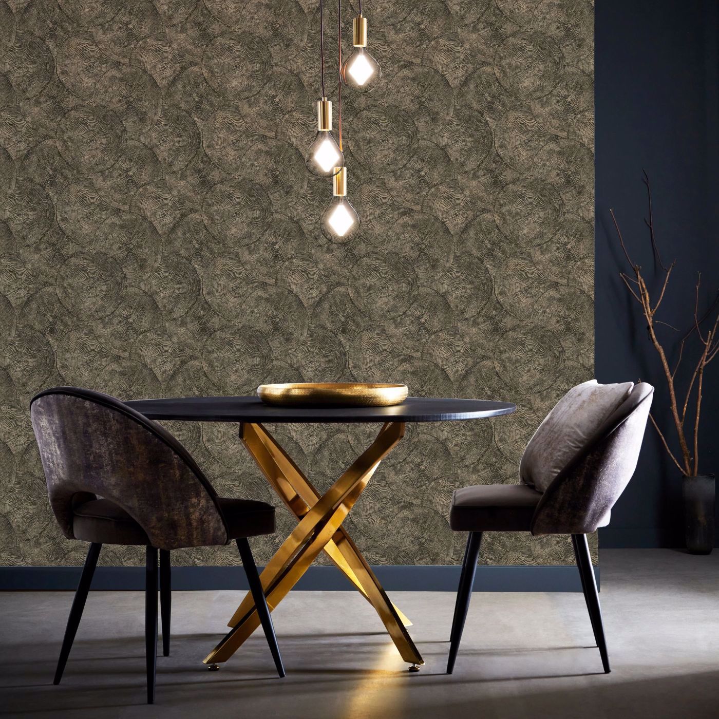 Silvan Wallpaper - Charcoal/Gilver - Clarke & Clarke