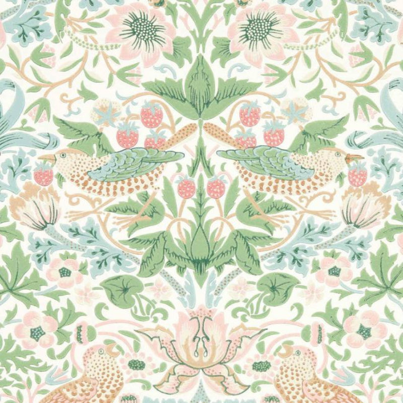 Simply Strawberry Thief Wallpaper - Cochineal Pink - 217061 - Morris & Co