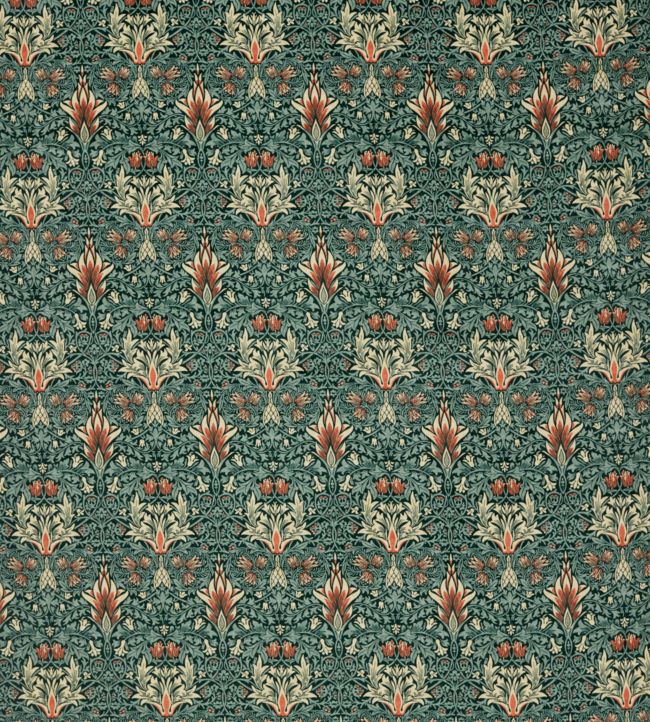 Snakeshead Velvet Fabric - Thistle/Russet - 236937 - Morris & Co