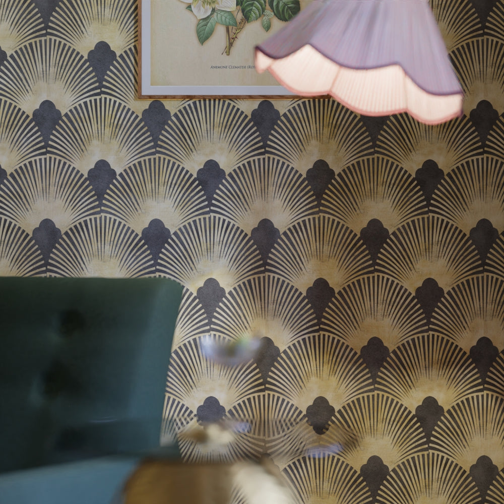 Soleil Wallpaper - Ink & Gold - Lucie Annabel