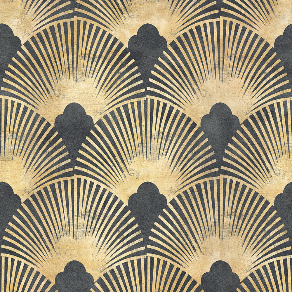 Soleil Wallpaper - Ink & Gold - Lucie Annabel