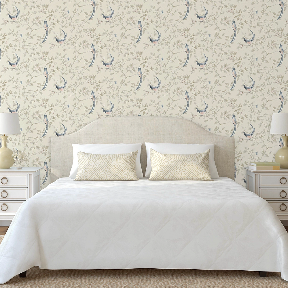 Song of The Lovebirds Wallpaper - Cream - Lucie Annabel