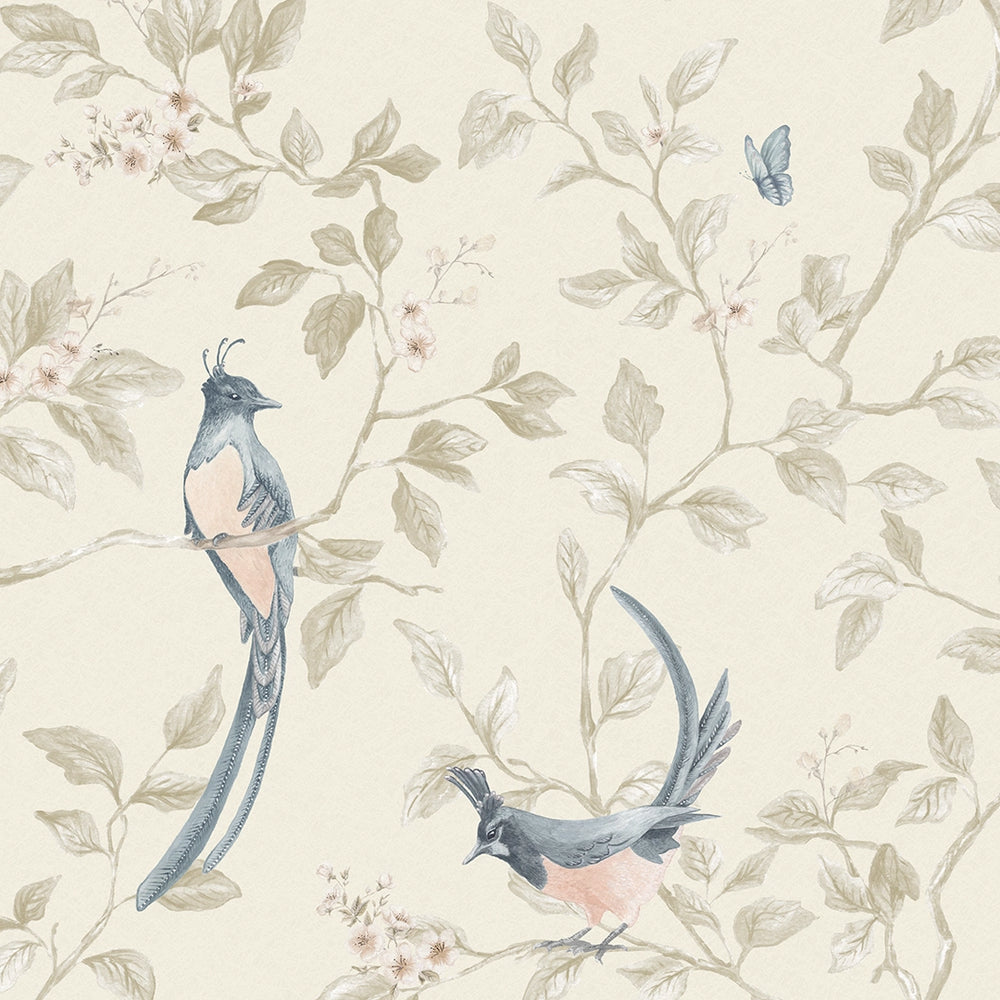 Song of The Lovebirds Wallpaper - Cream - Lucie Annabel