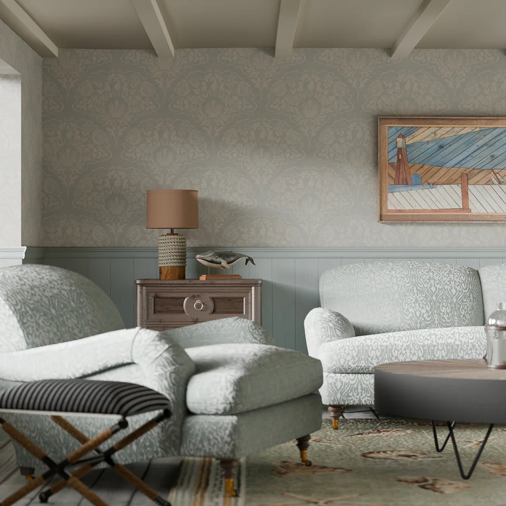St. Mawes Lace Wallpaper - Shades of Mineral - Lucie Annabel