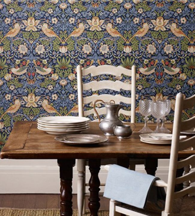 Strawberry Thief Wallpaper -
Indigo/Mineral - 212564 - Morris & Co