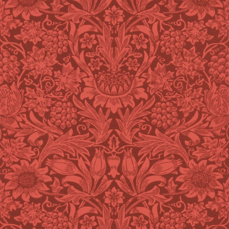 Sunflower Wallpaper - Chocolate/Red - 216960 - Morris & Co