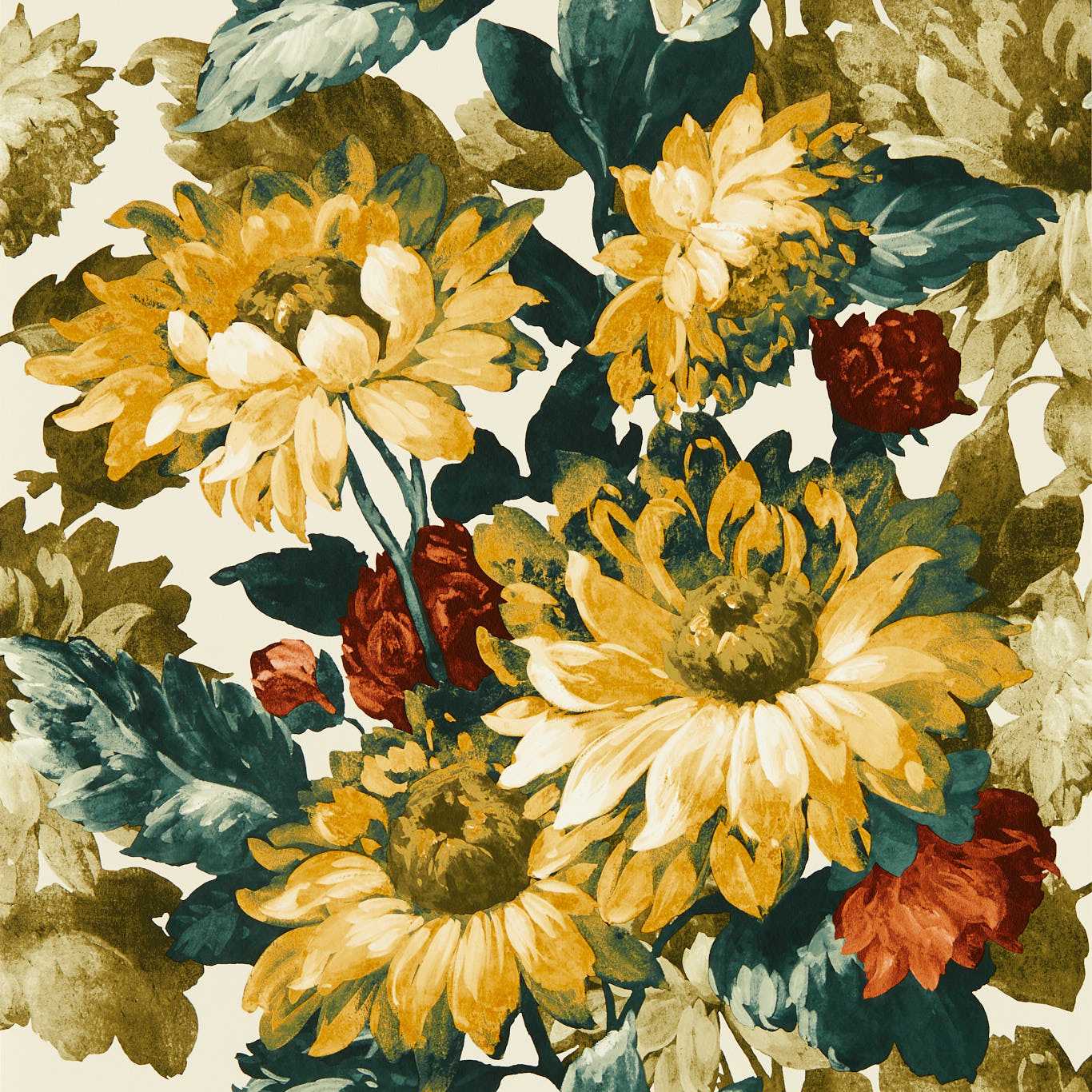Sunforest Wallpaper - Olive/Russet - Clarke & Clarke