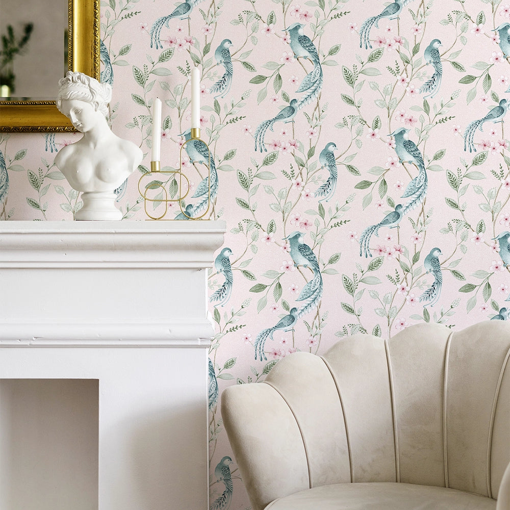 Sunrise Serenade Wallpaper - Blush & Teal - Lucie Annabel