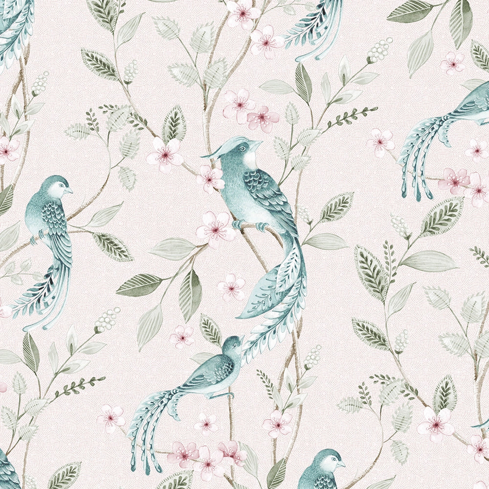 Sunrise Serenade Wallpaper - Blush & Teal - Lucie Annabel