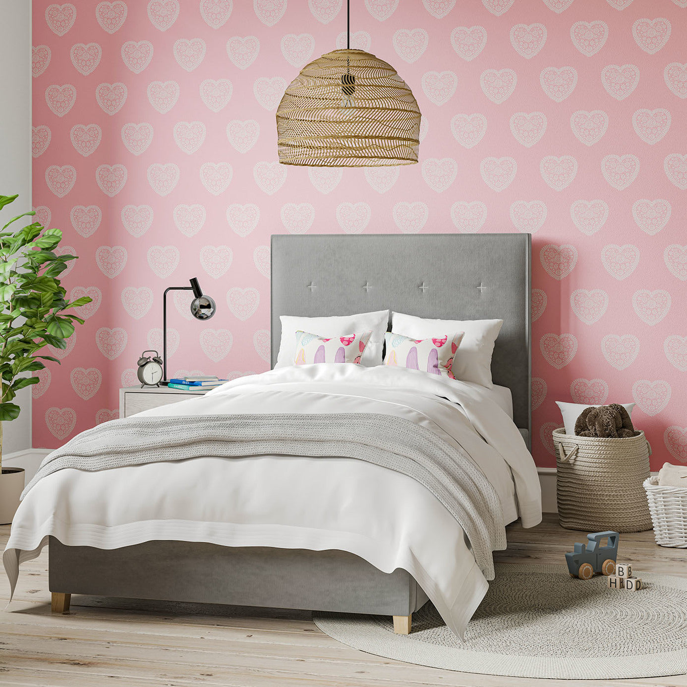 Sweet Heart Wallpaper - Soft Pink - HLTF112651 - Harlequin