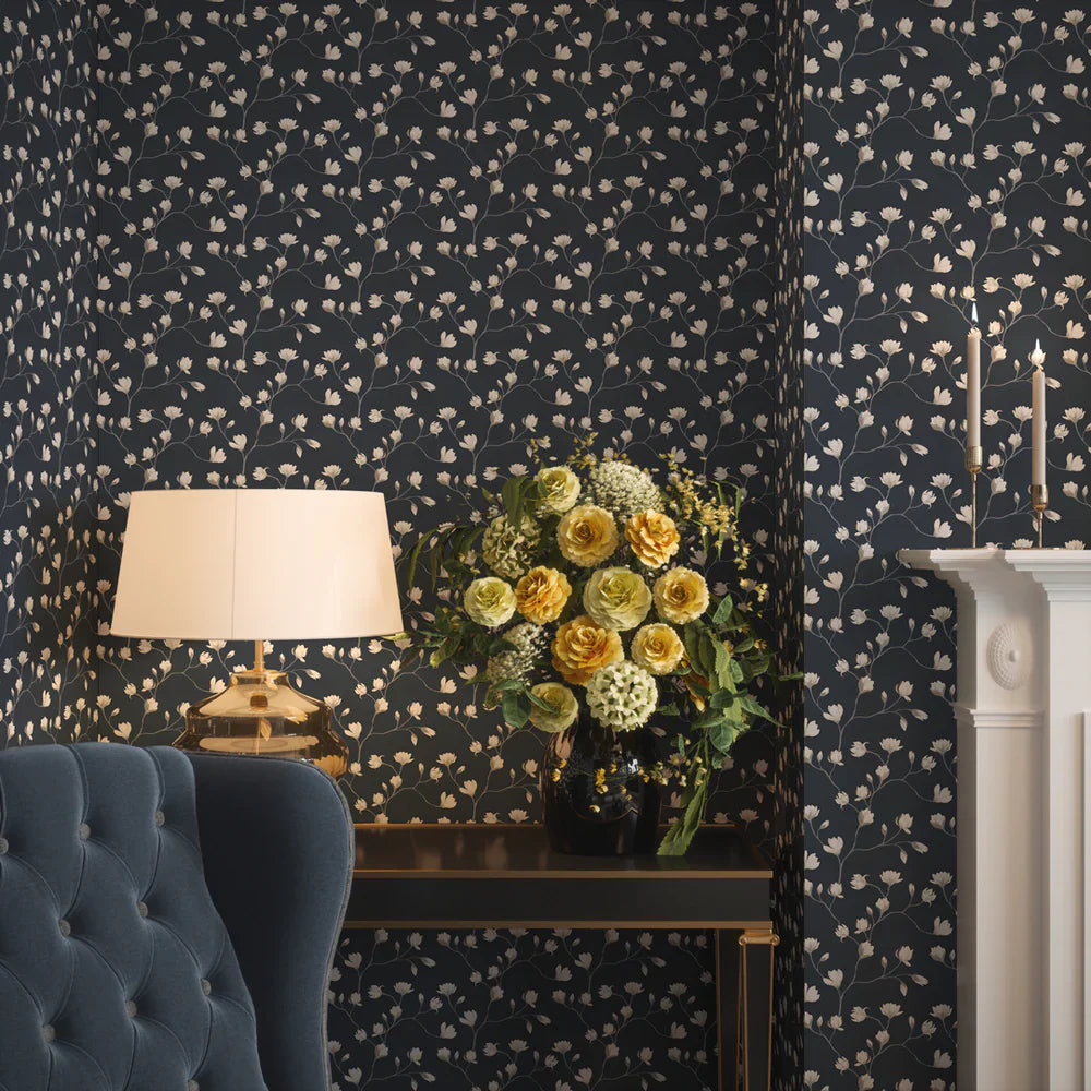Sweet Magnolia Wallpaper - Classic Navy - Lucie Annabel