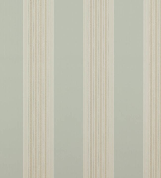 Tealby Stripe Wallpaper - Aqua/Beige - Colefax & Fowler