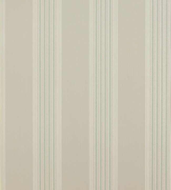 Tealby Stripe Wallpaper - Stone/Aqua - Colefax & Fowler
