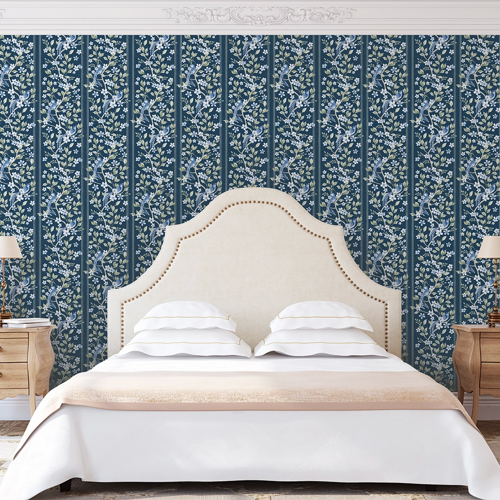 The Enchanted Garden Wallpaper - Navy - Lucie Annabel