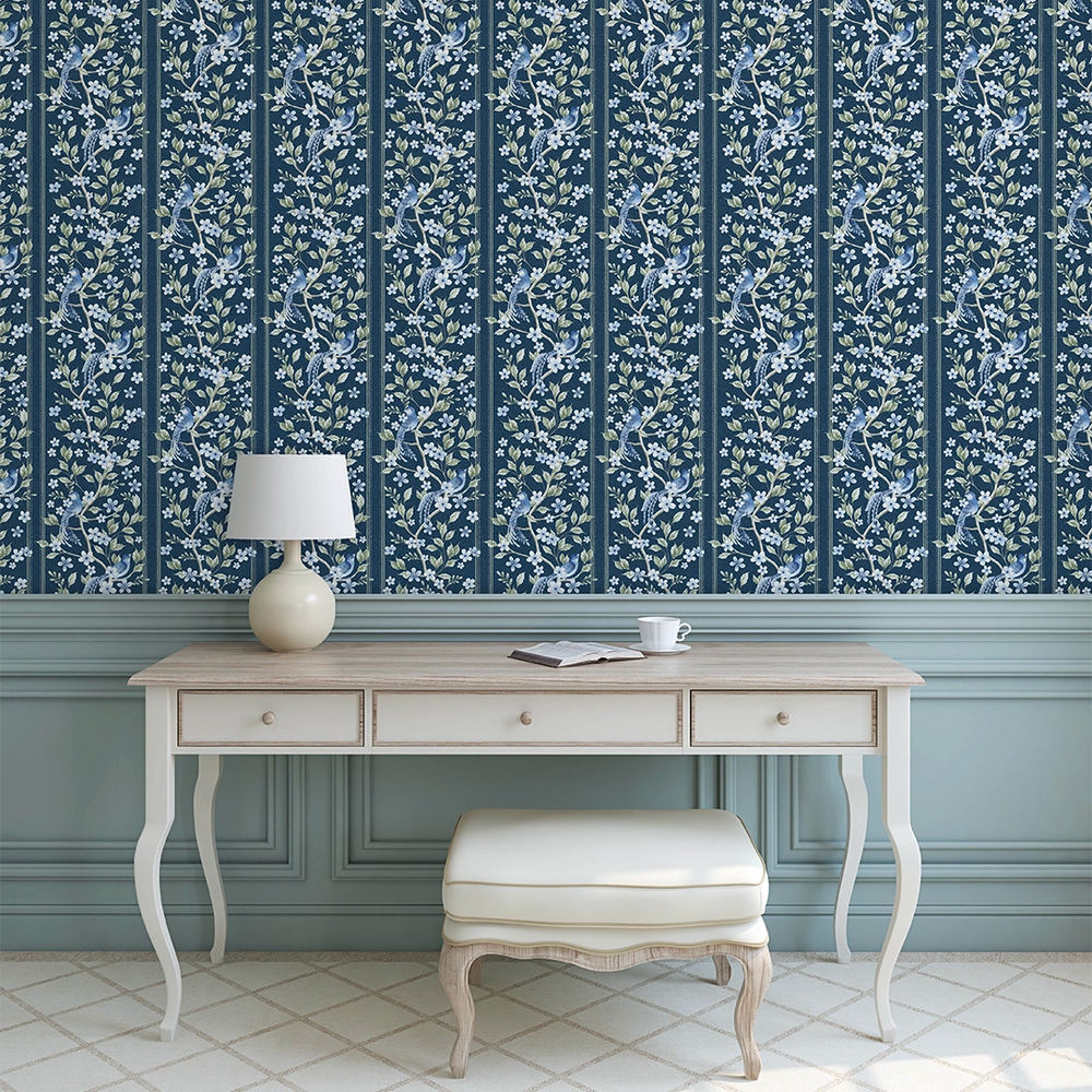 The Enchanted Garden Wallpaper - Navy - Lucie Annabel