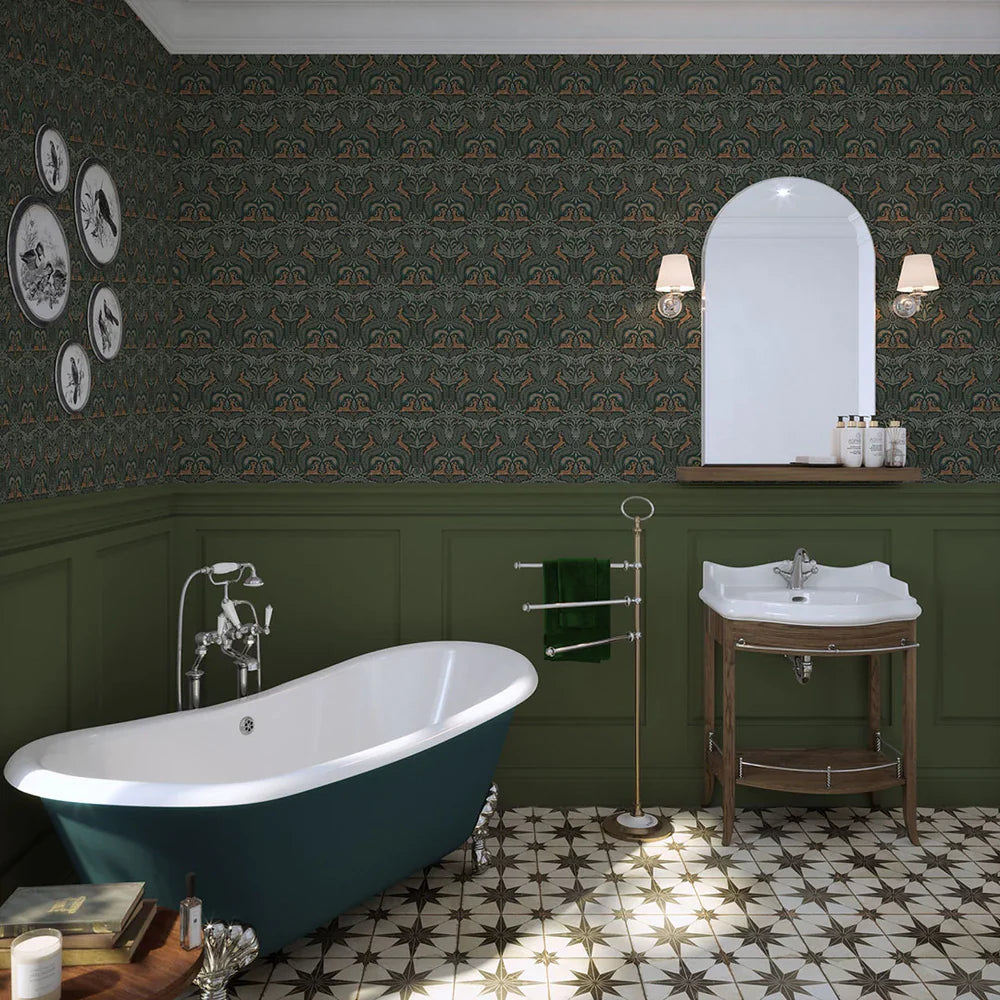 The Endearing Deer Wallpaper - Shades of Green - Lucie Annabel