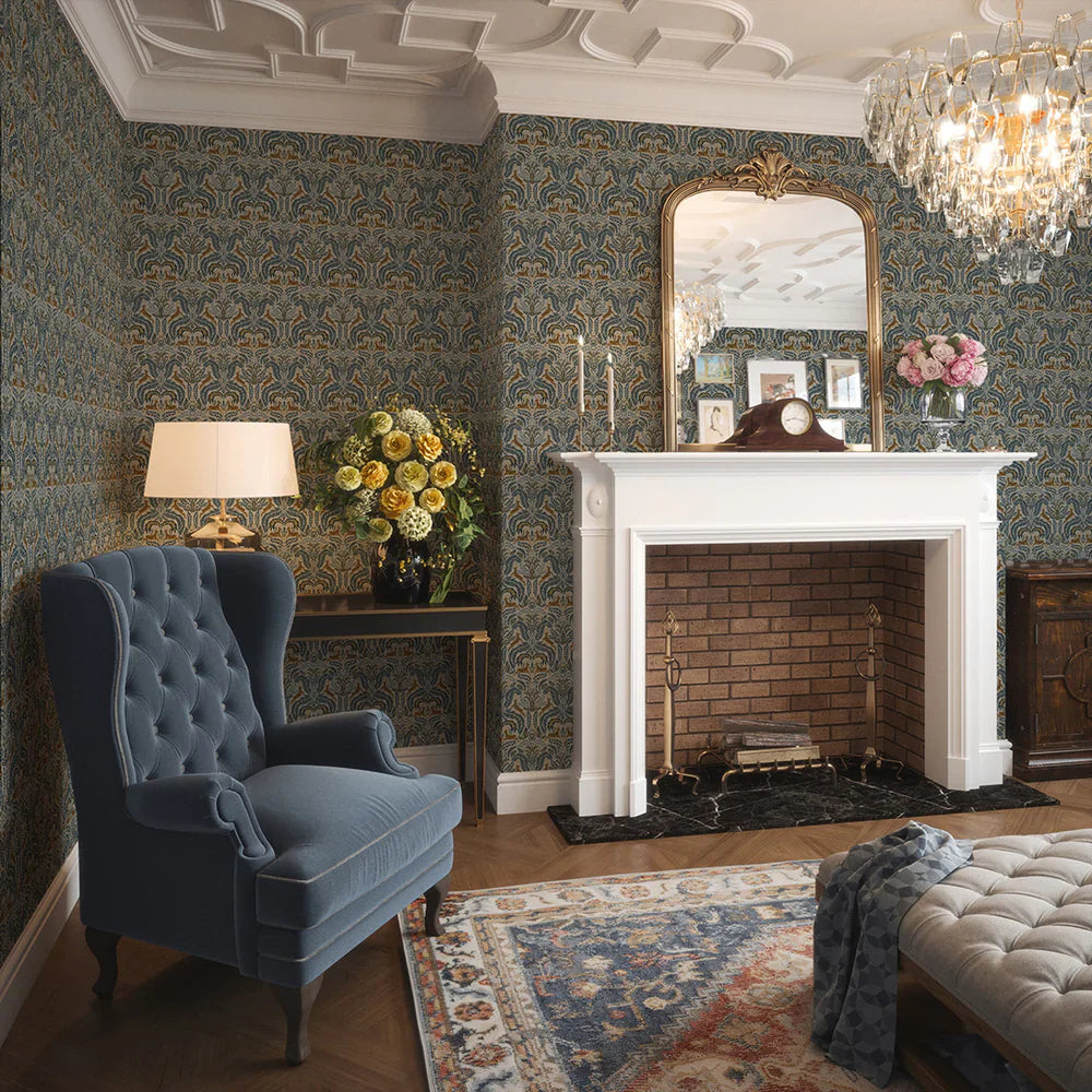 The Endearing Deer Wallpaper - Winter Blue - Lucie Annabel