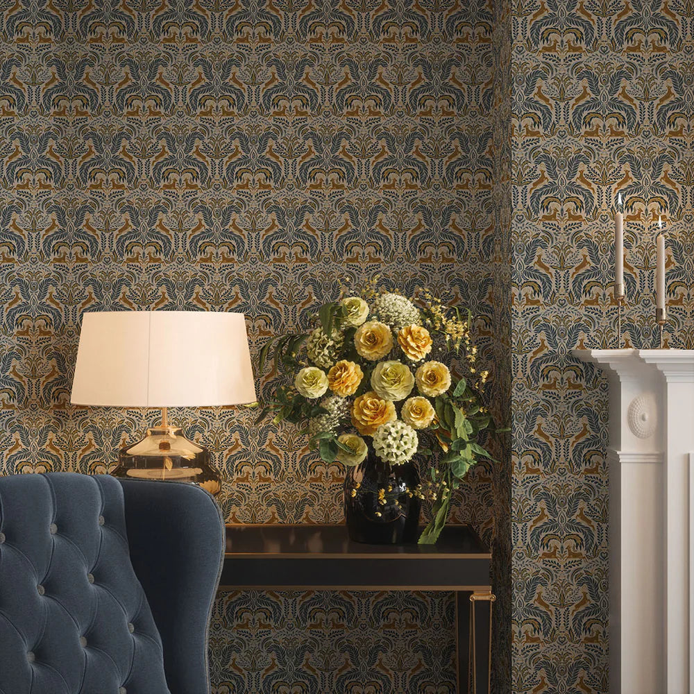 The Endearing Deer Wallpaper - Winter Blue - Lucie Annabel
