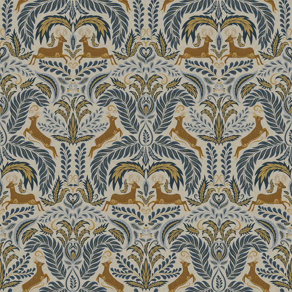 The Endearing Deer Wallpaper - Winter Blue - Lucie Annabel