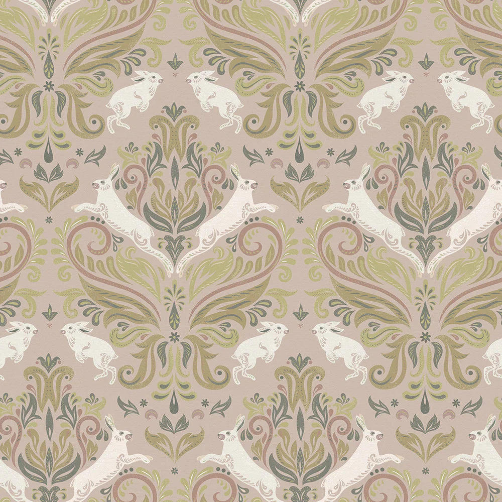 The Hopping Hare Wallpaper - Earthy Hues - Lucie Annabel