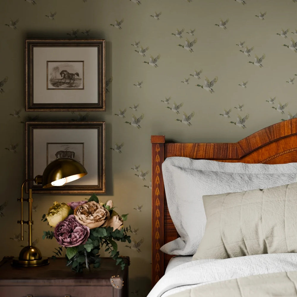 The Mallards Wallpaper - Warm Grey - Lucie Annabel