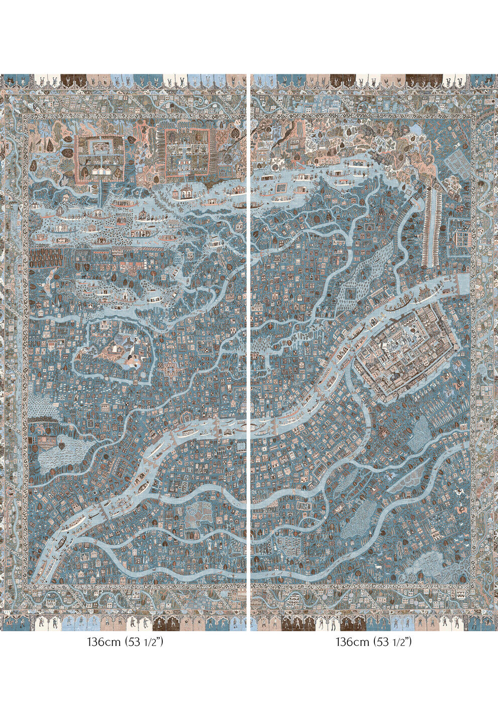 The Map Maxi Wallpaper - Blue Almond - Lewis & Wood