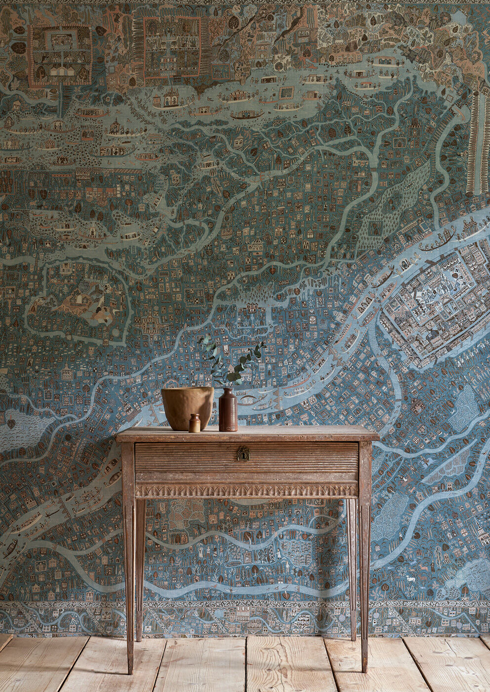 The Map Maxi Wallpaper - Blue Almond - Lewis & Wood