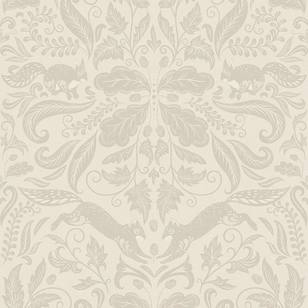 The Secret Squirrel Wallpaper - Stone - Lucie Annabel
