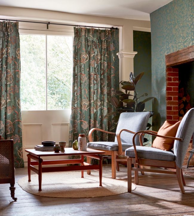 Theodosia Embroidery Fabric - Bottle Green - 236821 - Morris & Co