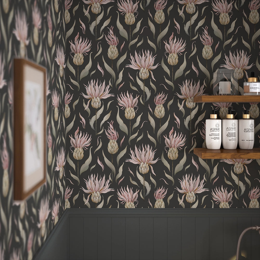 Thistle Royale Wallpaper - Charcoal - Lucie Annabel