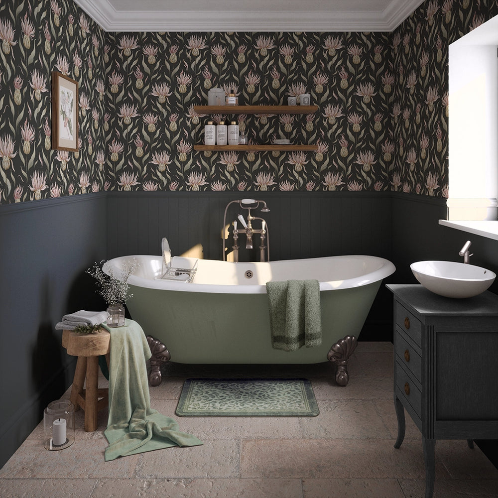 Thistle Royale Wallpaper - Charcoal - Lucie Annabel