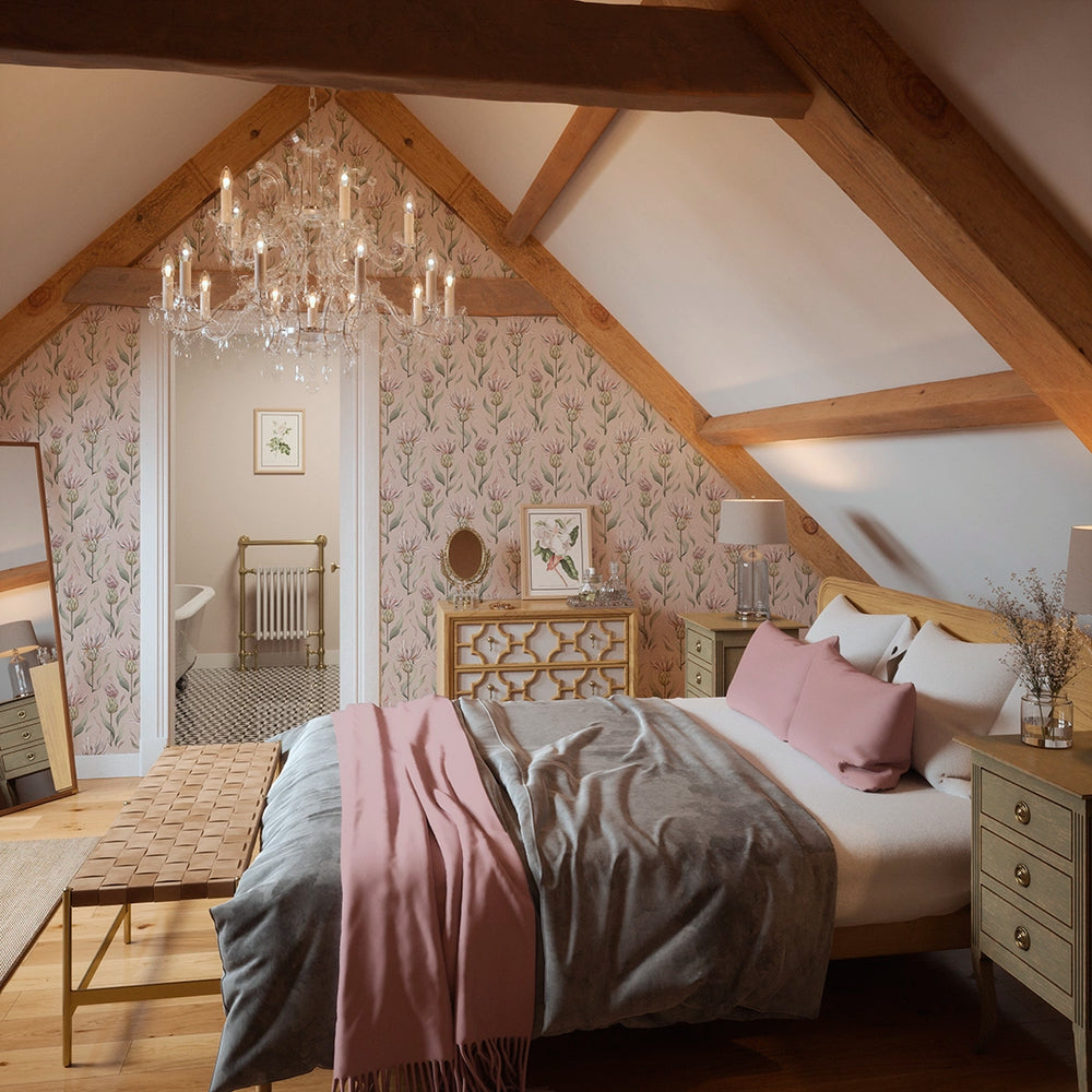 Thistle Royale Wallpaper - Dusty Pink - Lucie Annabel