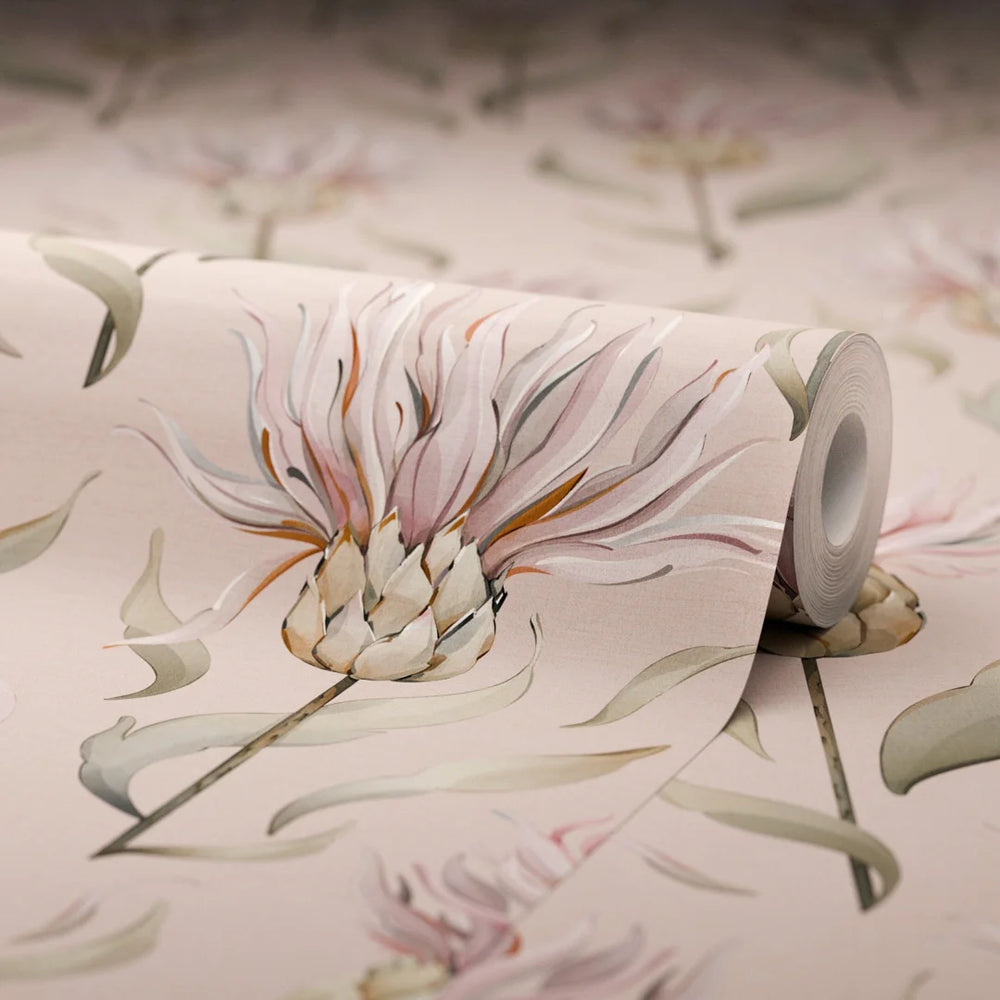 Thistle Royale Wallpaper - Dusty Pink - Lucie Annabel