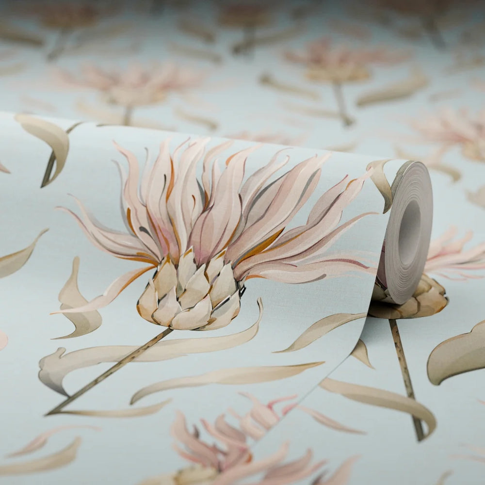Thistle Royale Wallpaper - Mineral Mist - Lucie Annabel