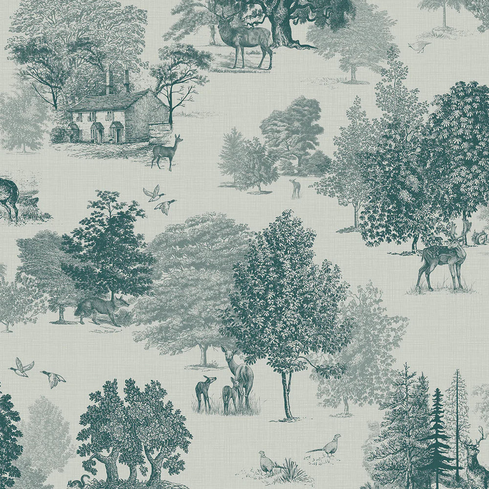 Toile De Jouy Wallpaper - Deep Teal - Lucie Annabel