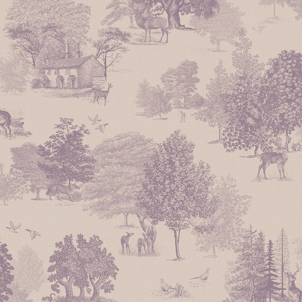 Toile De Jouy Wallpaper - Lavender - Lucie Annabel