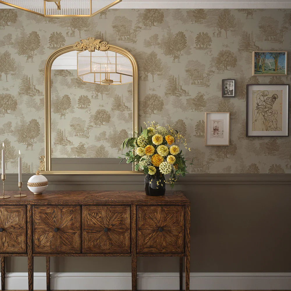 Toile De Jouy Wallpaper - Sandstorm - Lucie Annabel