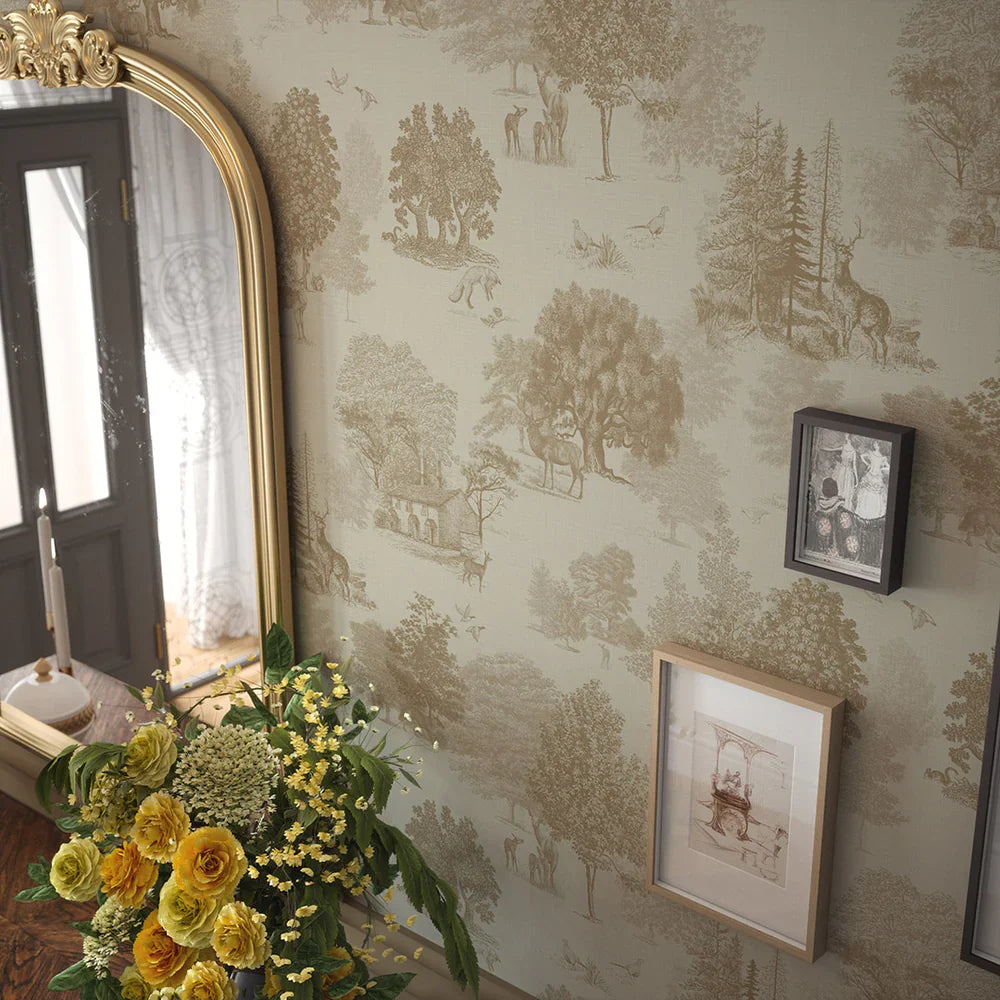 Toile De Jouy Wallpaper - Sandstorm - Lucie Annabel