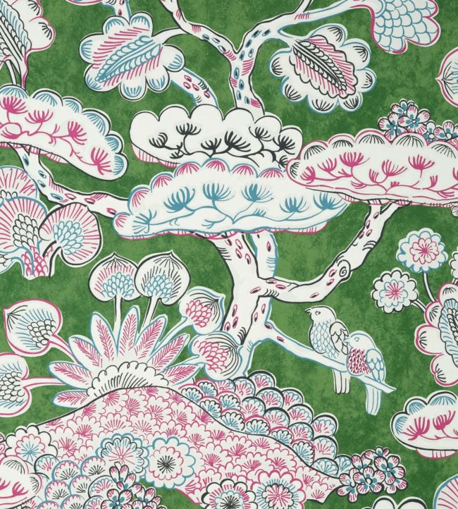 Tree House Wallpaper - Pink and Green - AT9866 - Anna French