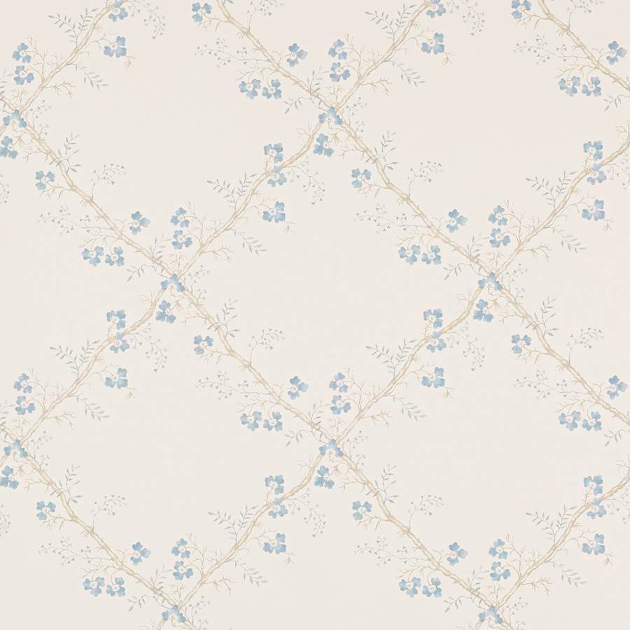 Trefoil Trellis Wallpaper - Blue - Colefax & Fowler
