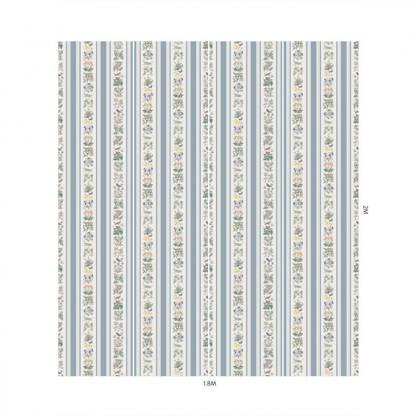 VOYSEY'S GARDEN Stripe Wallpaper - Off-White & Ether - House of Hackney