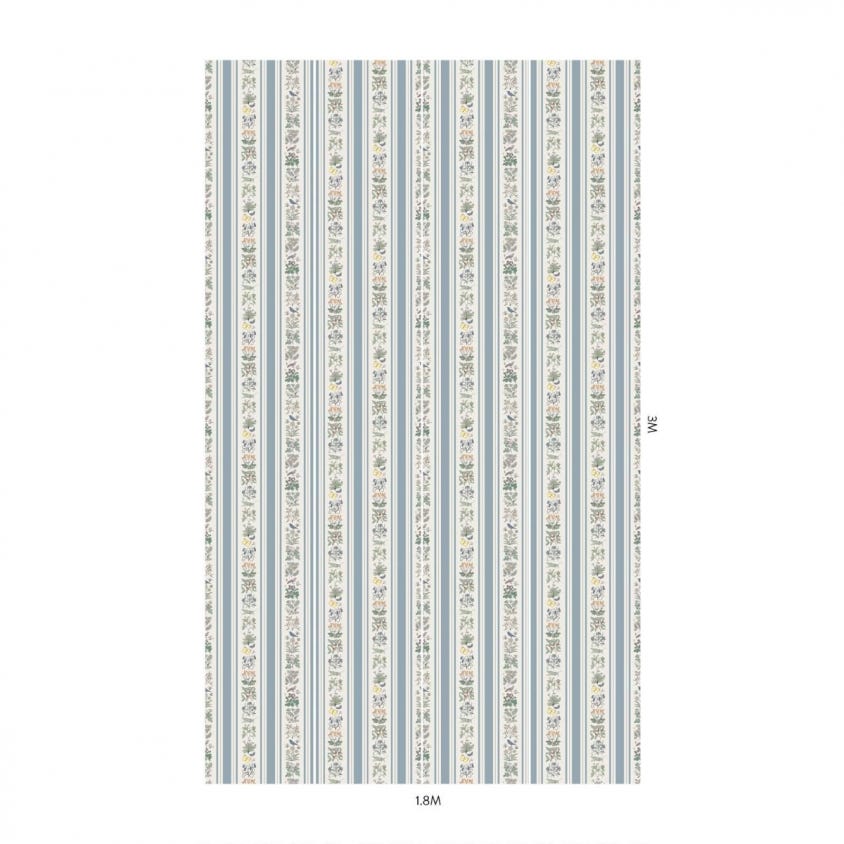 VOYSEY'S GARDEN Stripe Wallpaper - Off-White & Ether - House of Hackney